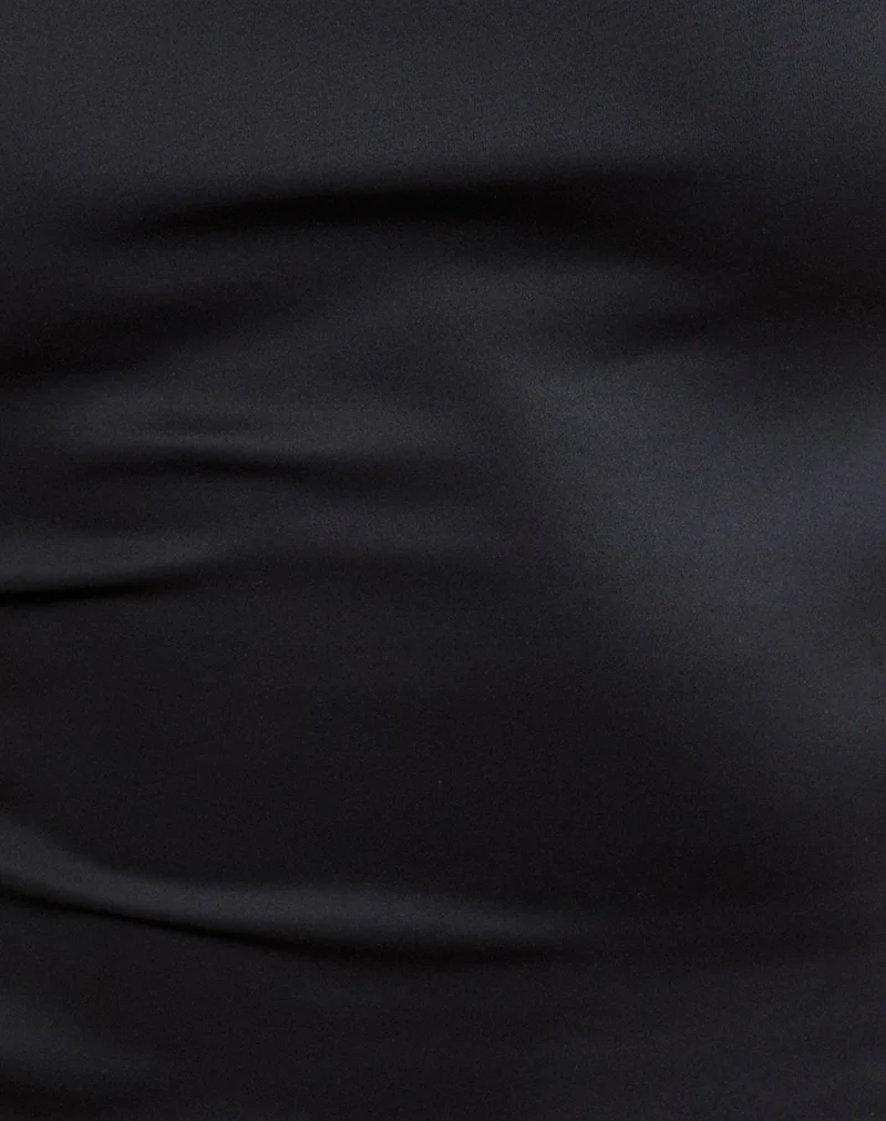 Ayaka Lace Up Corset Top in Satin Black - Image 6