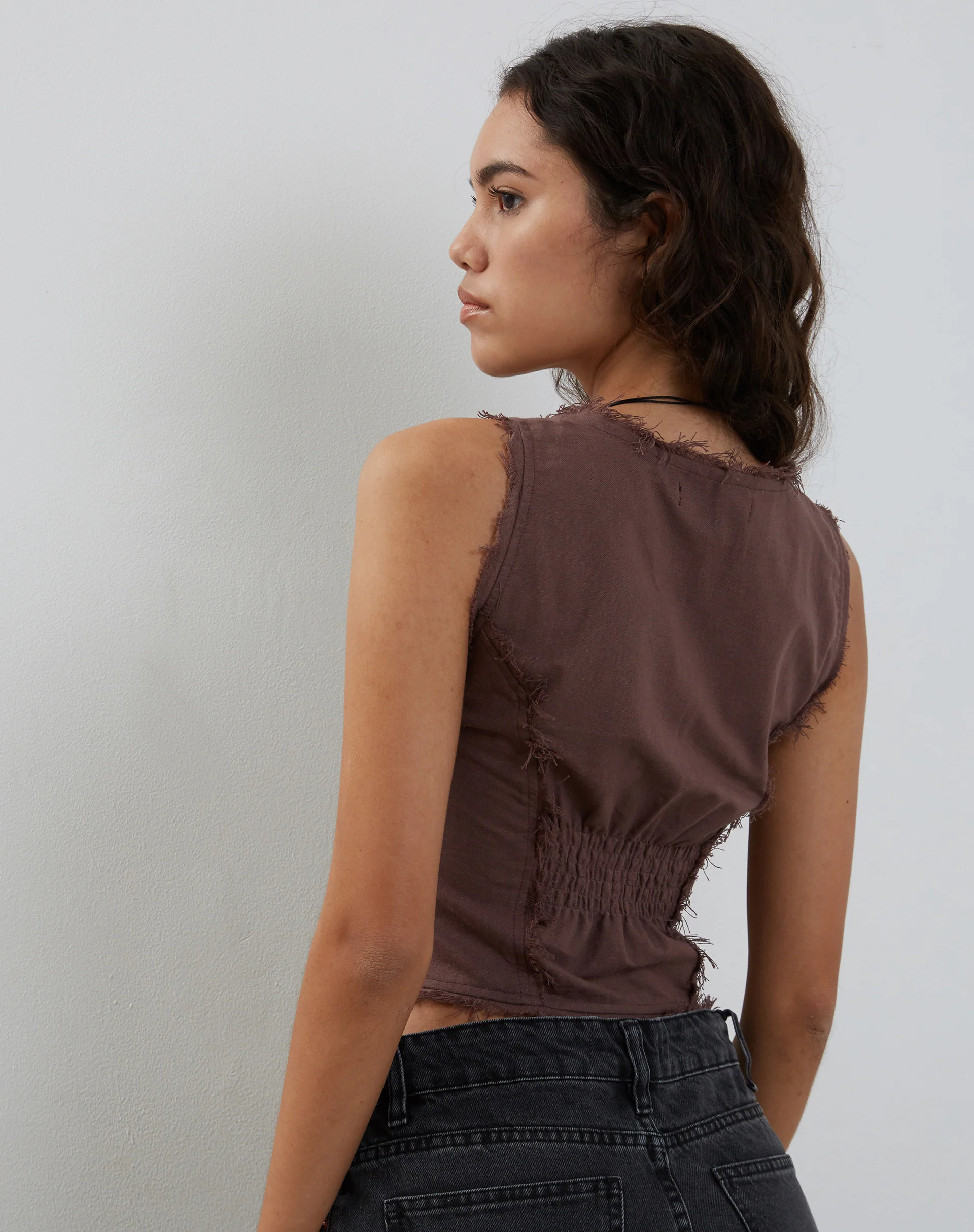 Ayara Button Up Cami Top in Deep Taupe - Image 3