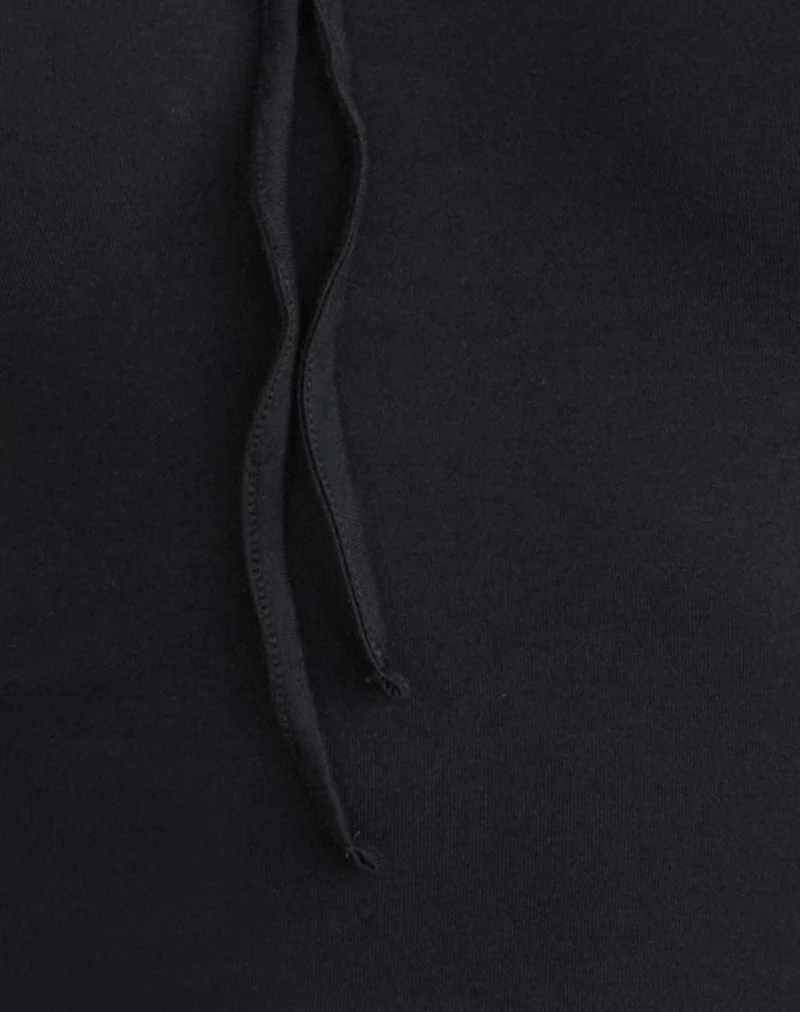 Aye Plunge Long Sleeve Top with Ruched Neck in Black - Image 6