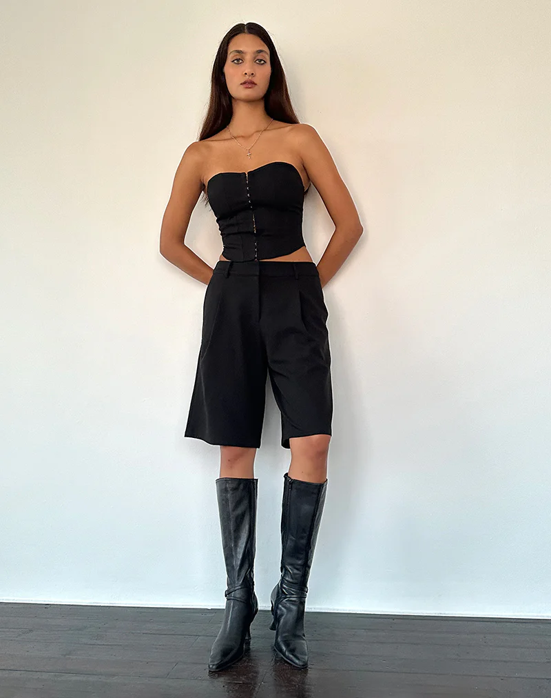 Ayna Longline Shorts in Tailoring Black - Image 4