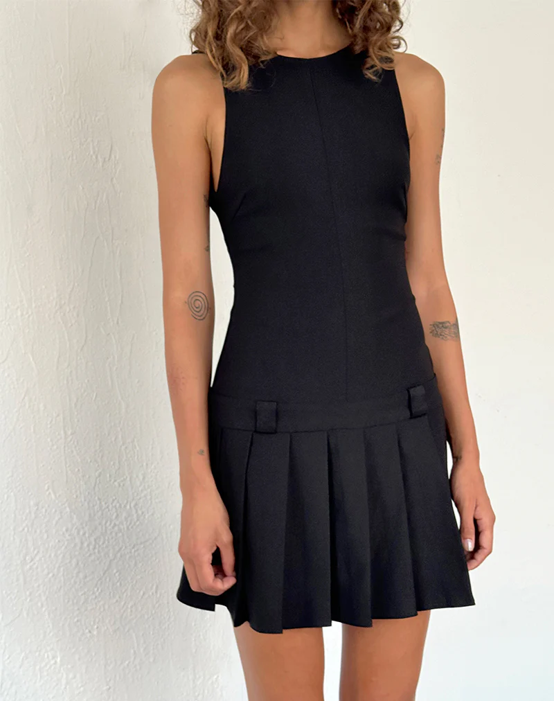 Ayosa Backless Mini Dress in Black - Image 3