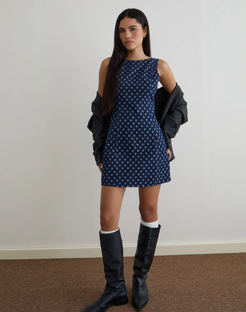 Ayura Dress in Polka Chambray Indigo - Image 2