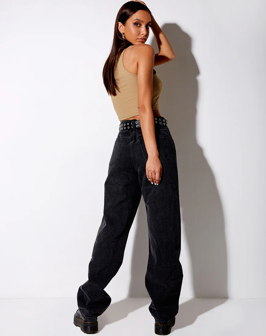 Azura Crop Top in Rib Camel - Image 4