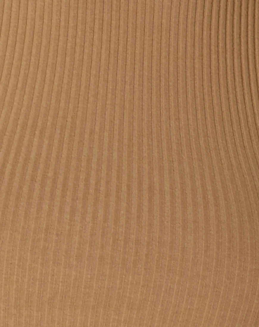 Azura Crop Top in Rib Camel - Image 5