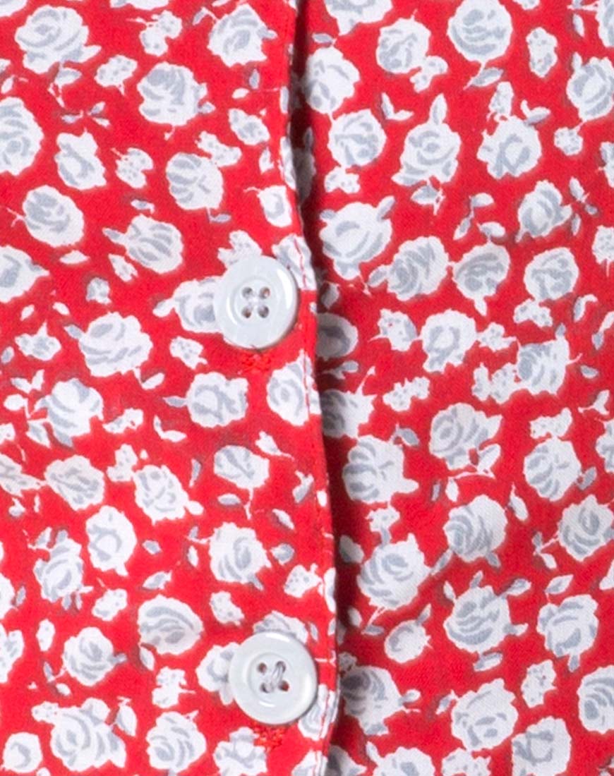 Bae Playsuit in Ditsy Rose Red and Silver - Image 5