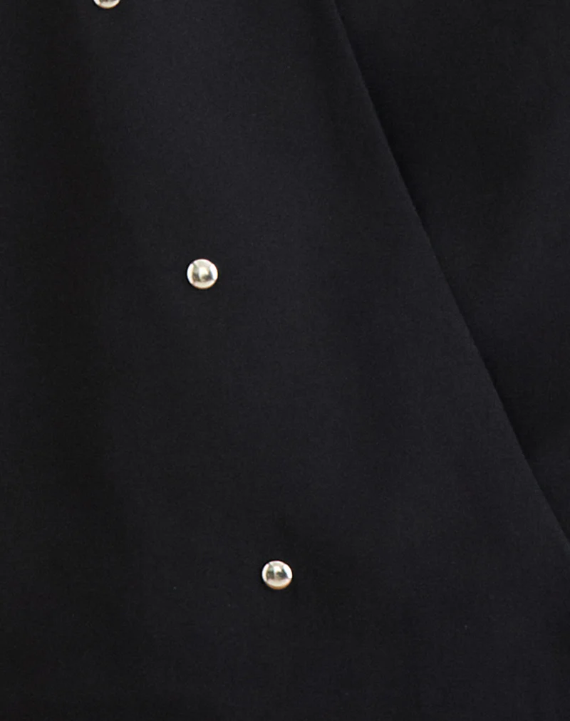 Bajo Halter Bubble Top in Chiffon Black with Studs - Image 6