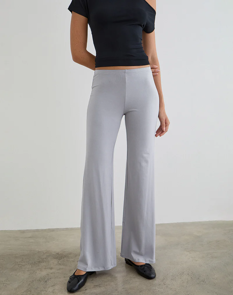 Baku Wide Leg Trouser in Rayon Jersey Lilac Grey - Image 2