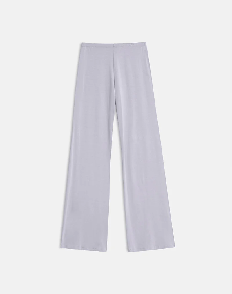 Baku Wide Leg Trouser in Rayon Jersey Lilac Grey - Image 4