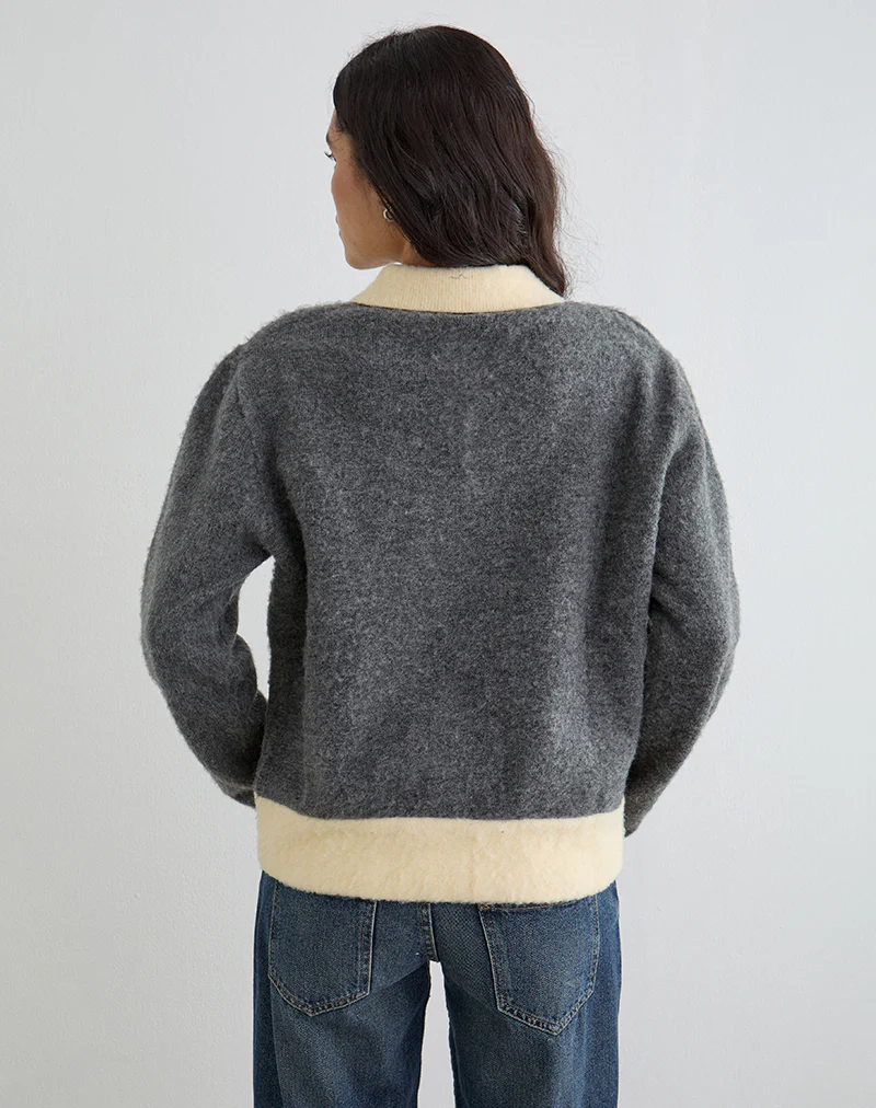 Balamoa Jumper in Knit Grey and Cream - Image 4