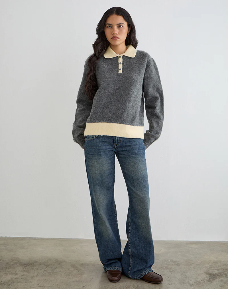 Balamoa Jumper in Knit Grey and Cream - Image 5