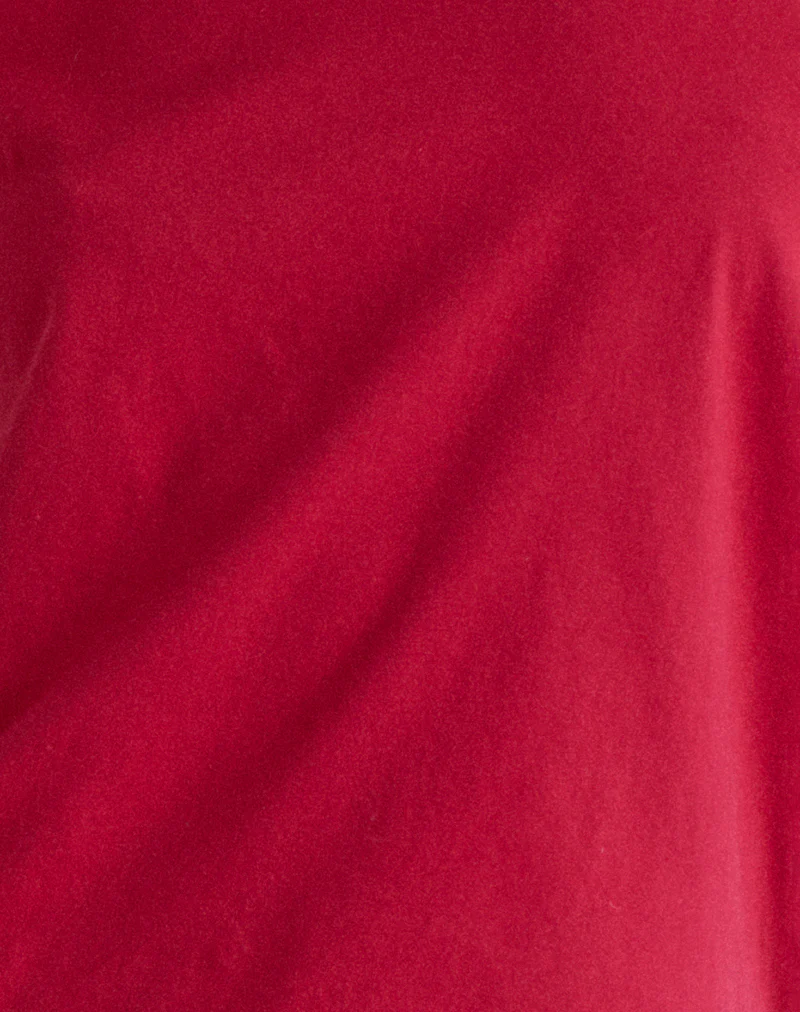 Balia Asymmetric Short Sleeve Basic Top in Adrenaline Red - Image 5