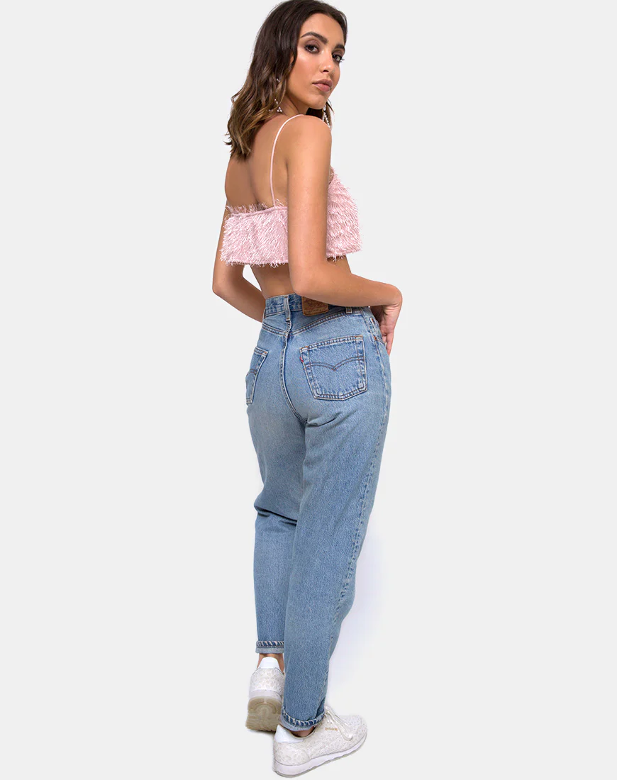 Balien Crop Top in Fringe Sugar Pink - Image 4