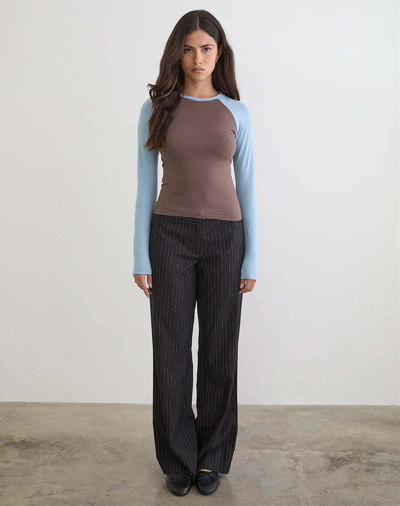 Balqis Long Sleeve Top in Coffee Quartz Nantucket Blue Combinaton - Image 2