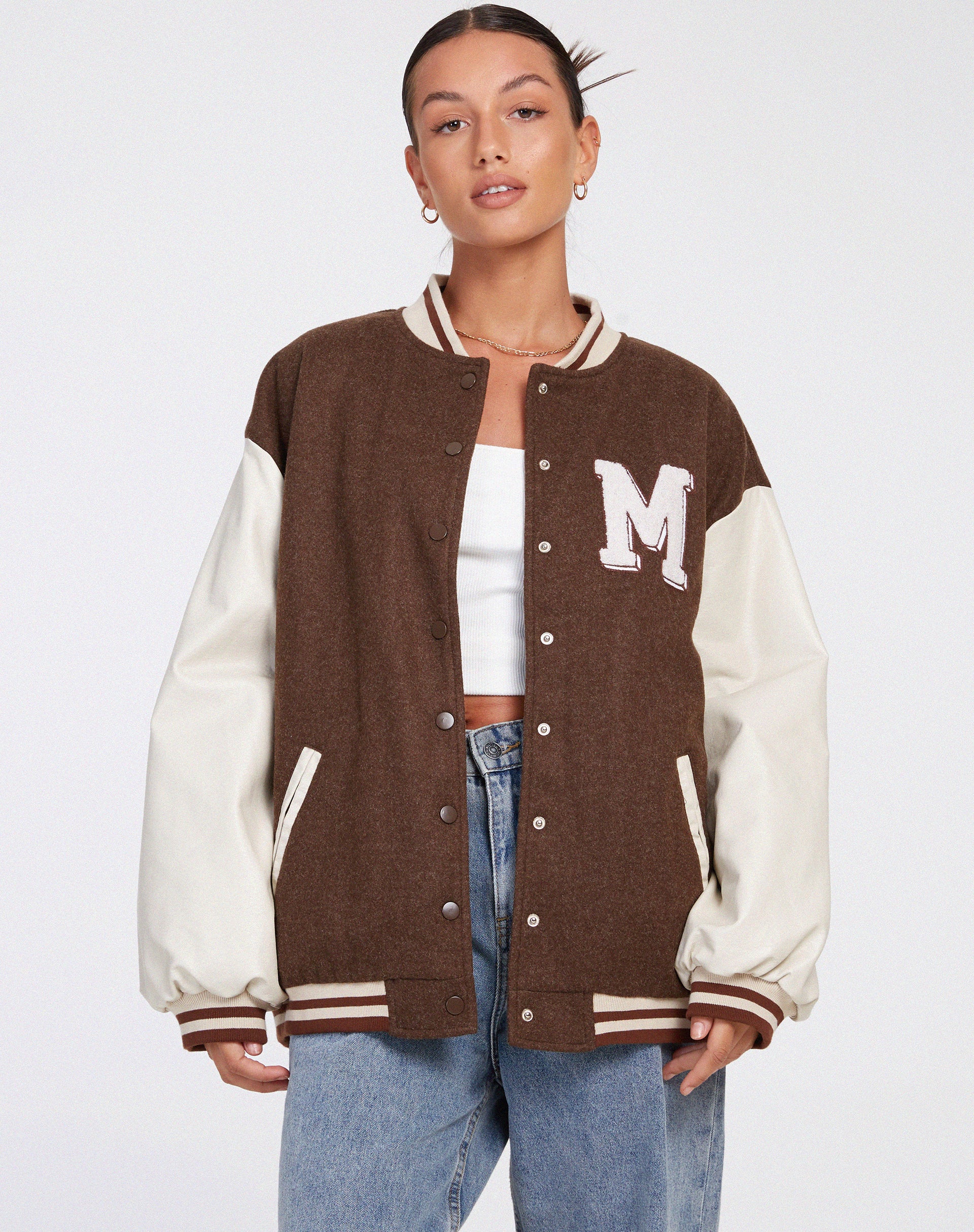 Bama Varsity Jacket in Brown Beige - Image 2