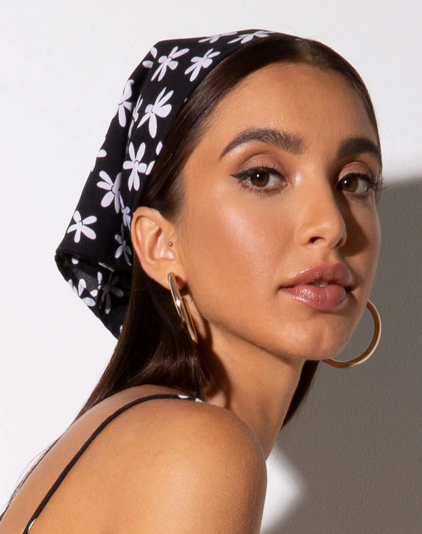 Bandana in 90's Daisy Black and White - Image 2