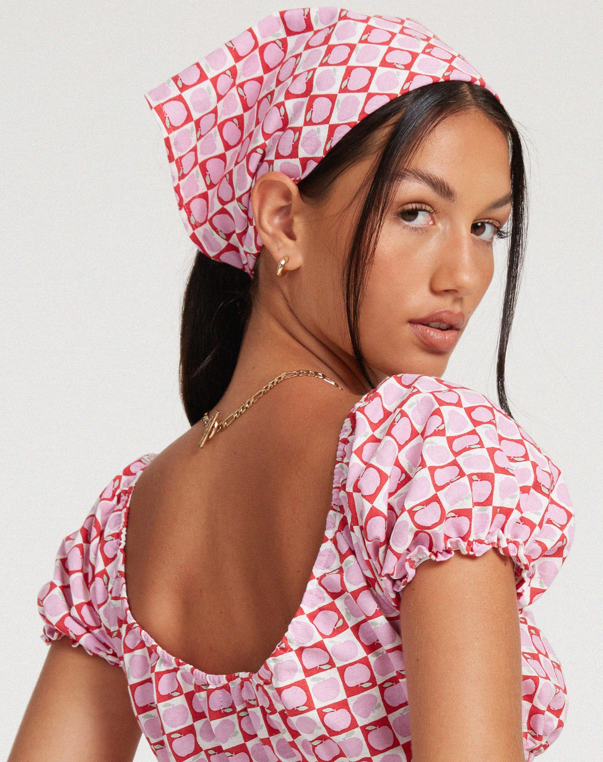 Bandana in Apple Check Blush Red - Image 2