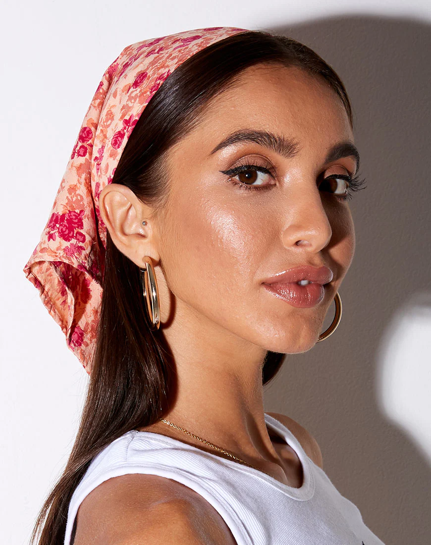 Bandana in Dark Wild Flower Cantaloupe - Image 2