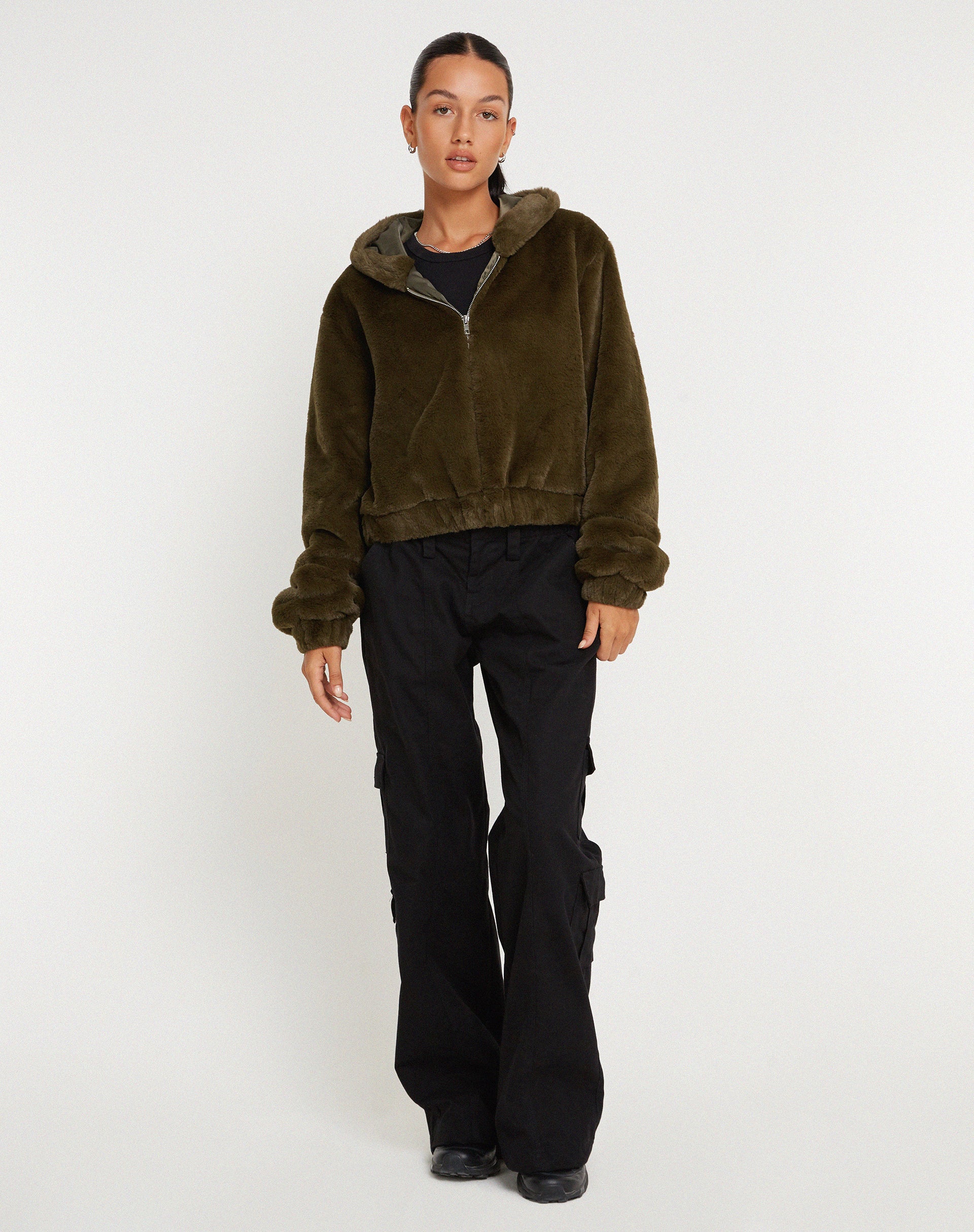 Banowa Zip Up Jacket in Olive - Image 6