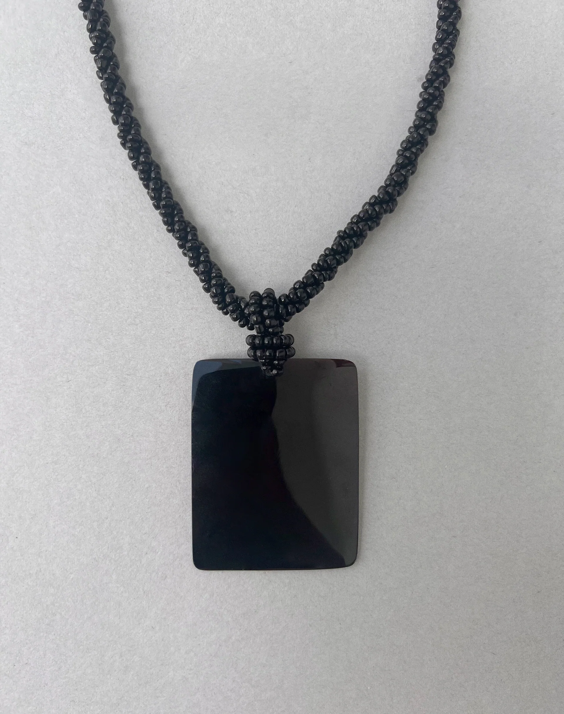 Bara Necklace with Black Rectangle Pendant - Image 2