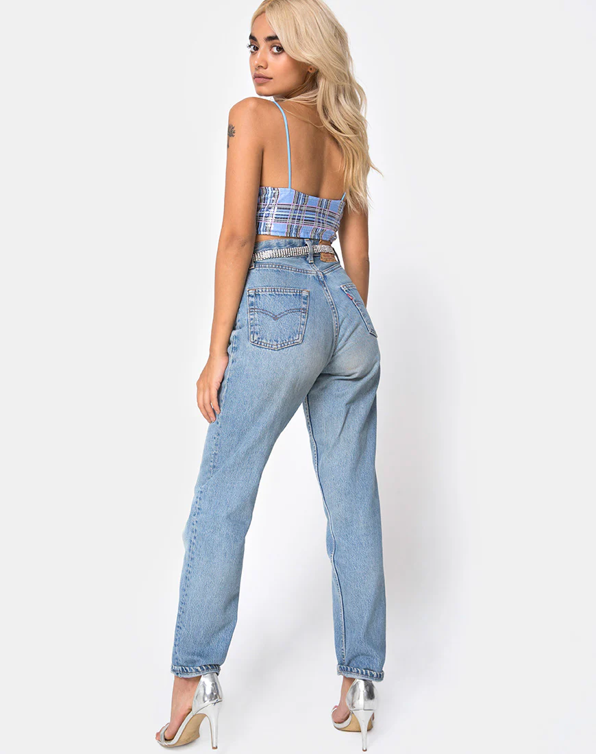 Barilla Crop Top in 90's Check with Clear Sequin - Image 5