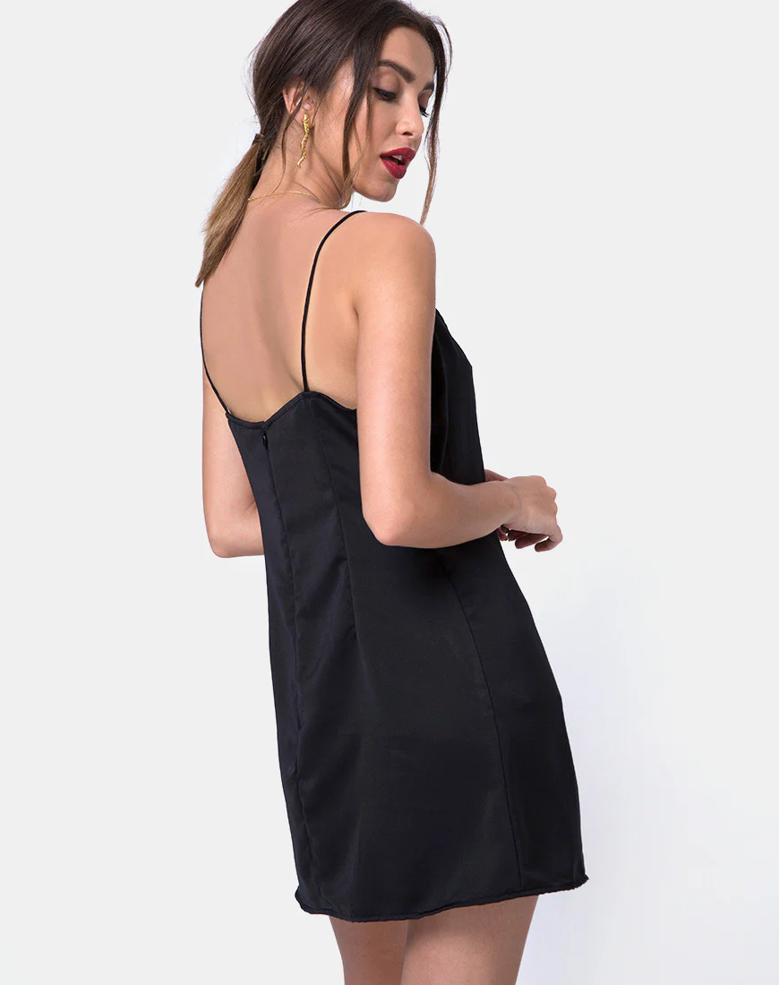 Bartier Mini Dress in Satin Max Zara Black - Image 2