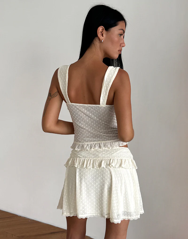 Bartila Top in Ivory Polka Flock - Image 4