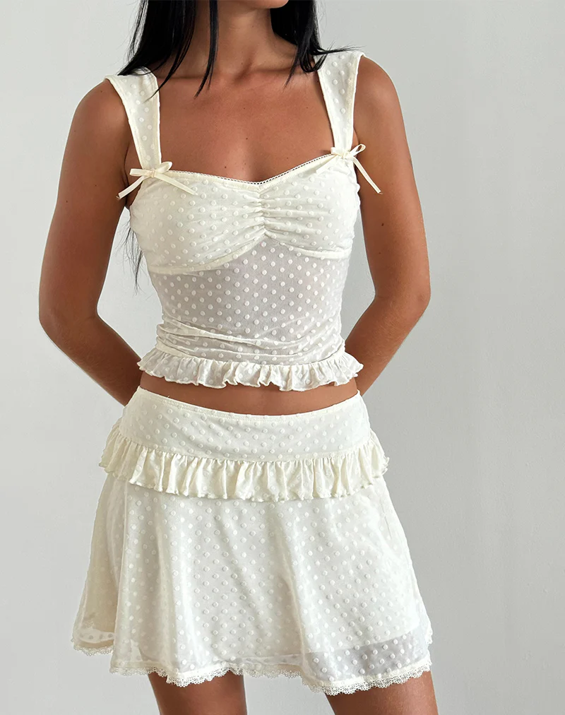 Bartila Top in Ivory Polka Flock - Image 5