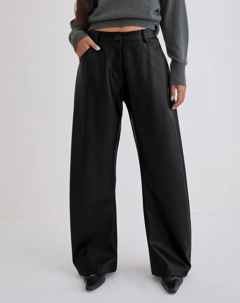 Barvyn Barrel Leg Trouser in PU Black - Image 5