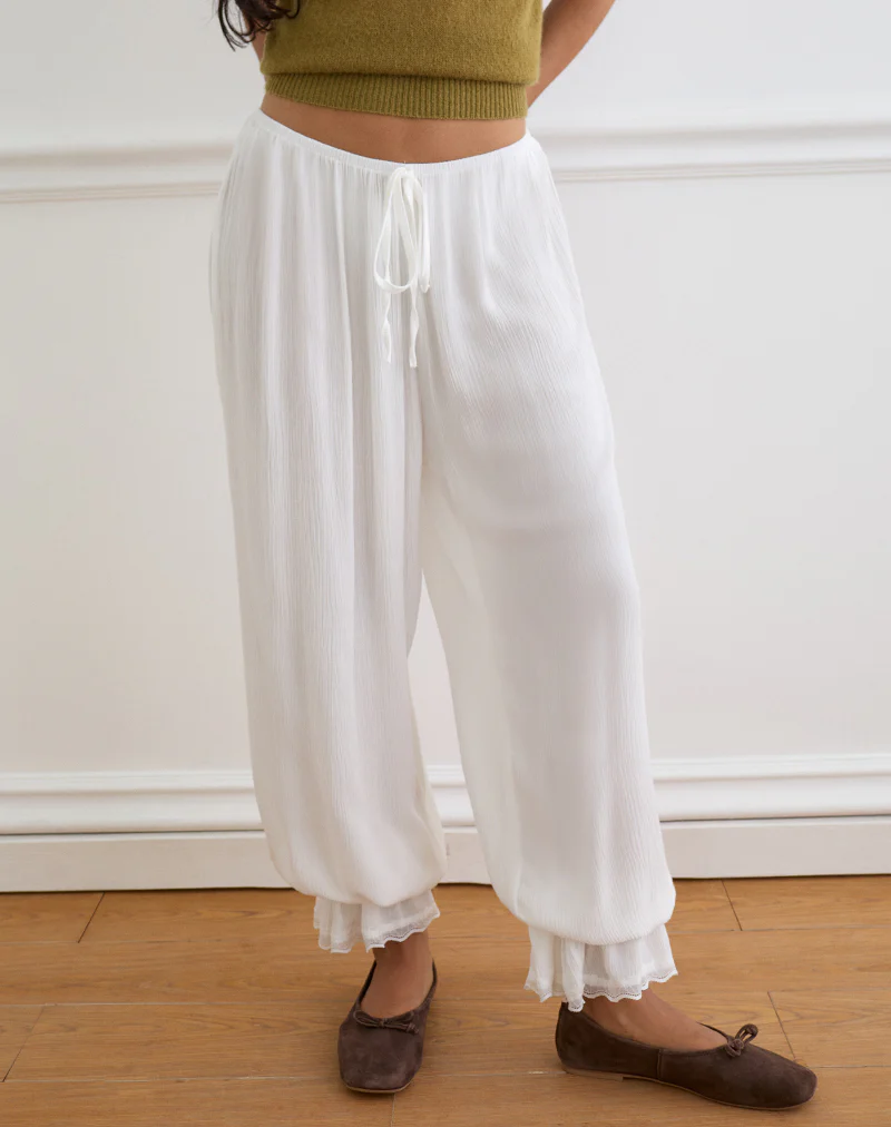 Basma Bloomer Trouser in Rayon White - Image 3