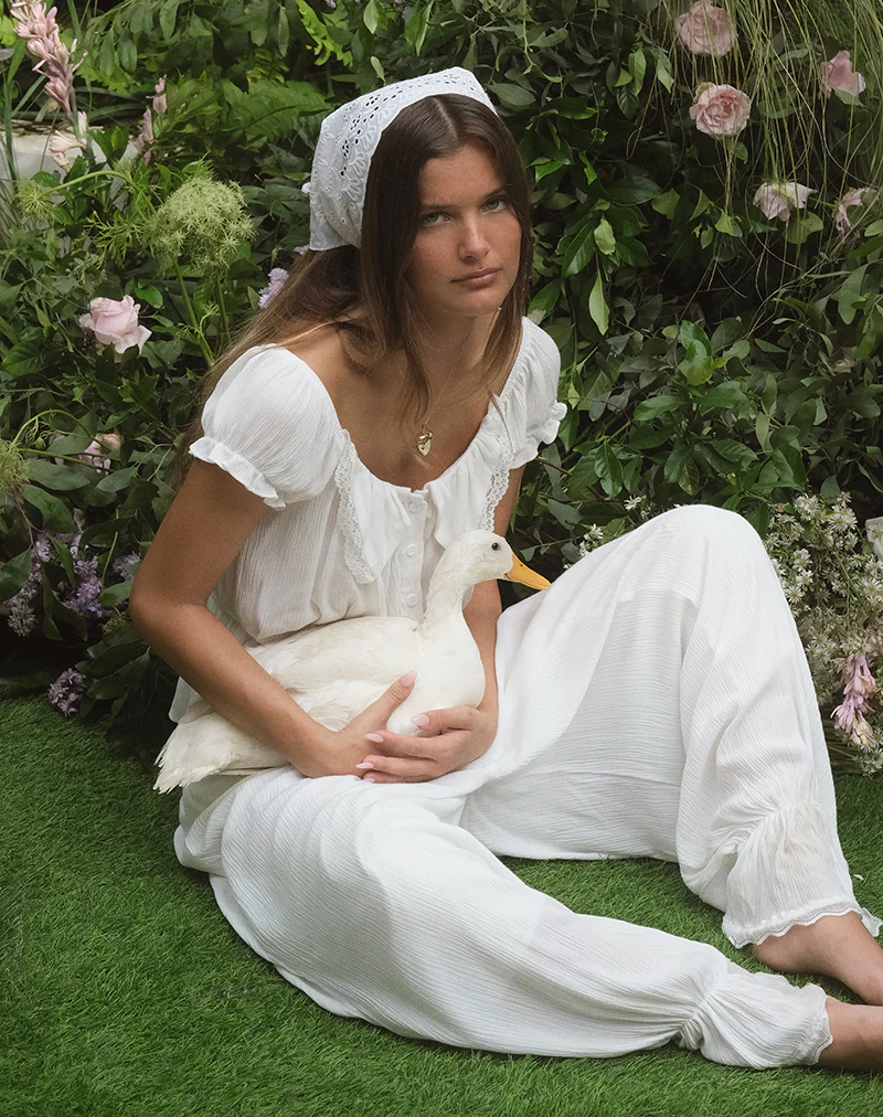 Basma Bloomer Trouser in Rayon White - Image 4