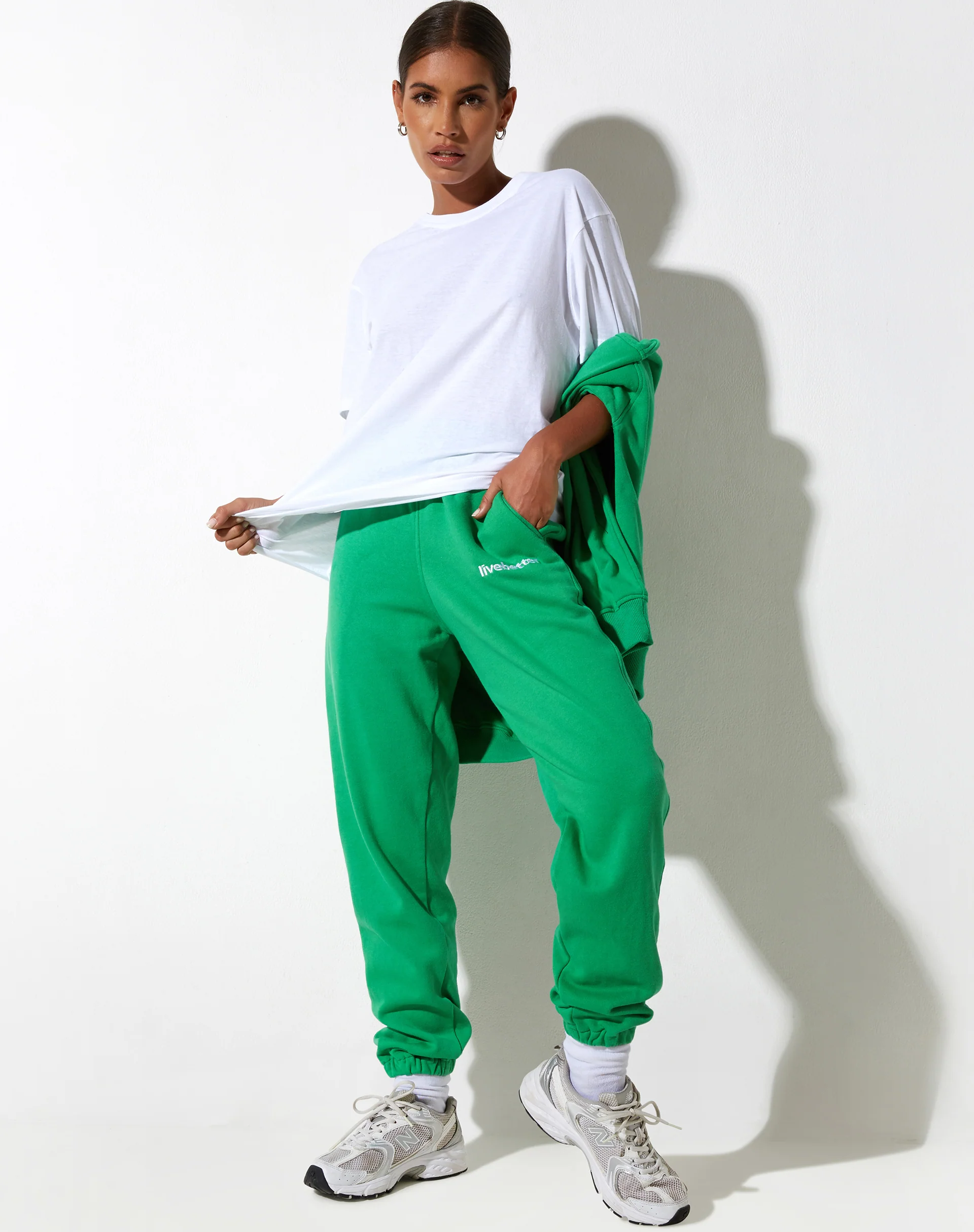 Basta Jogger in Fun Green with 'Live Better' Embro - Image 2