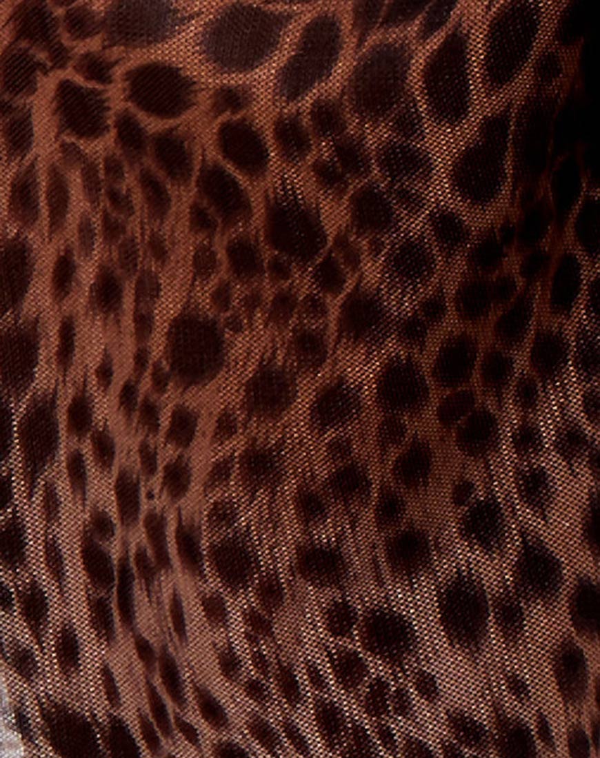 Batis Maxi Dress in Mesh Gradient Cheetah Brown - Image 5