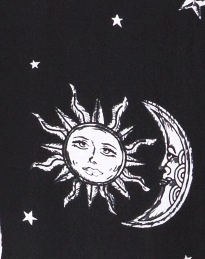 Batis Maxi Dress in Sun Moon Stars BW - Image 5