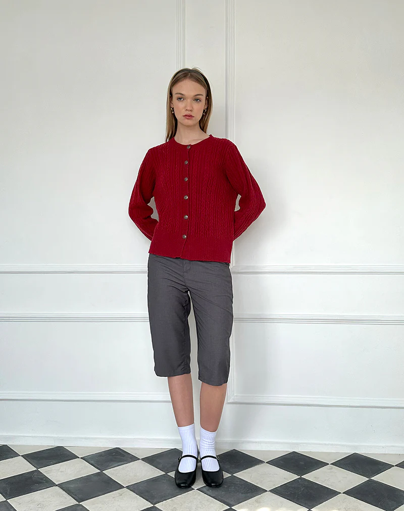 Bavana Cardigan in Deep Red - Image 3