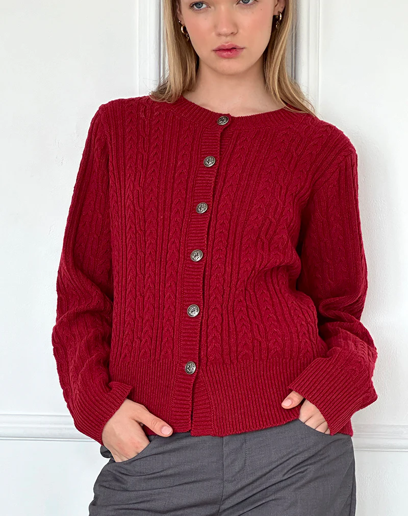 Bavana Cardigan in Deep Red - Image 4