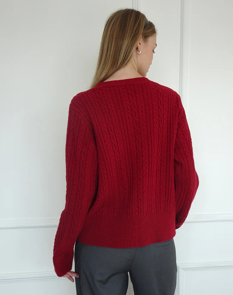 Bavana Cardigan in Deep Red - Image 5