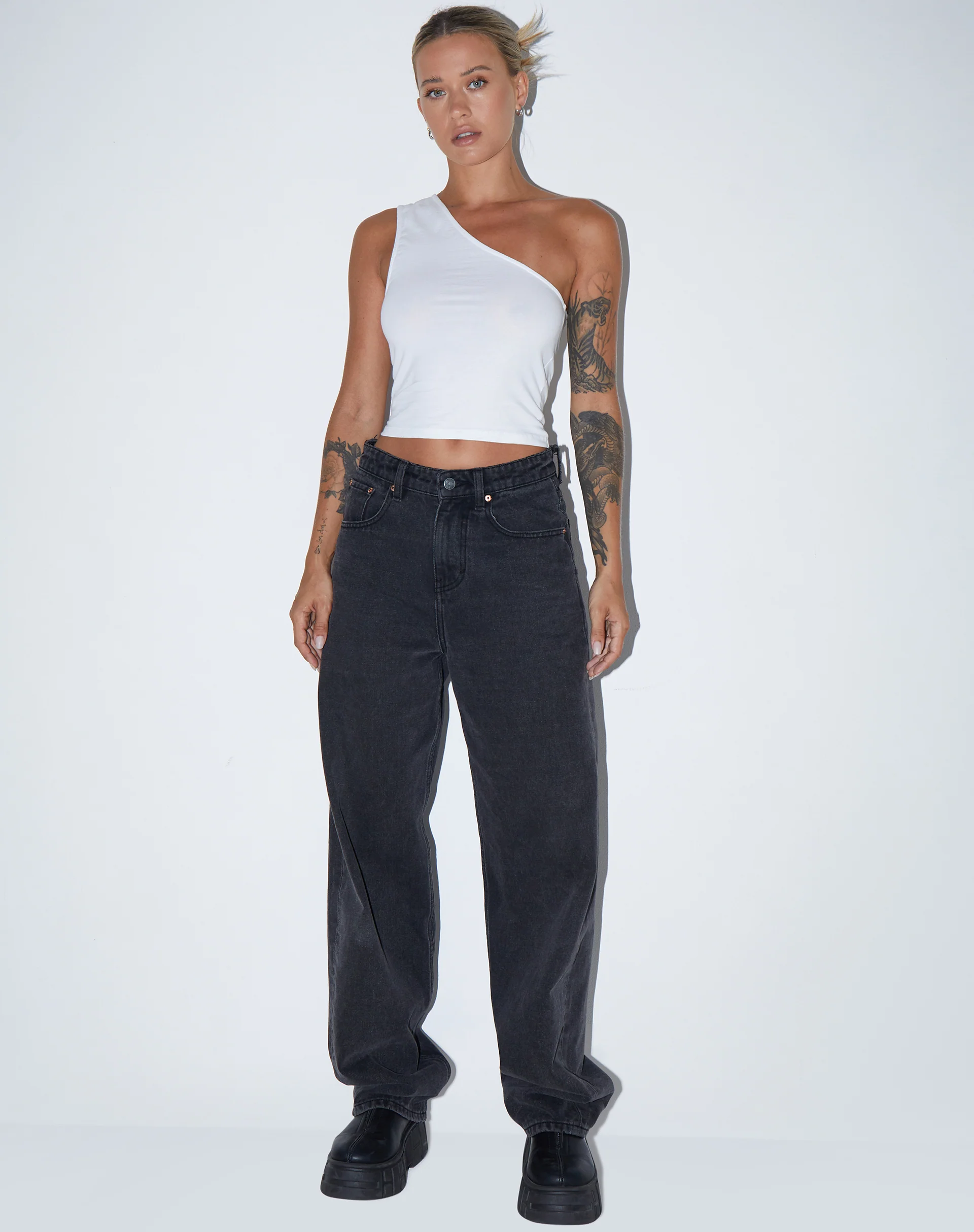 Bay One Shoulder Top in Lycra White - Image 5