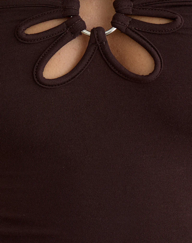 Baya Halterneck Top with Flower Ring in Bitter Chocolate - Image 7