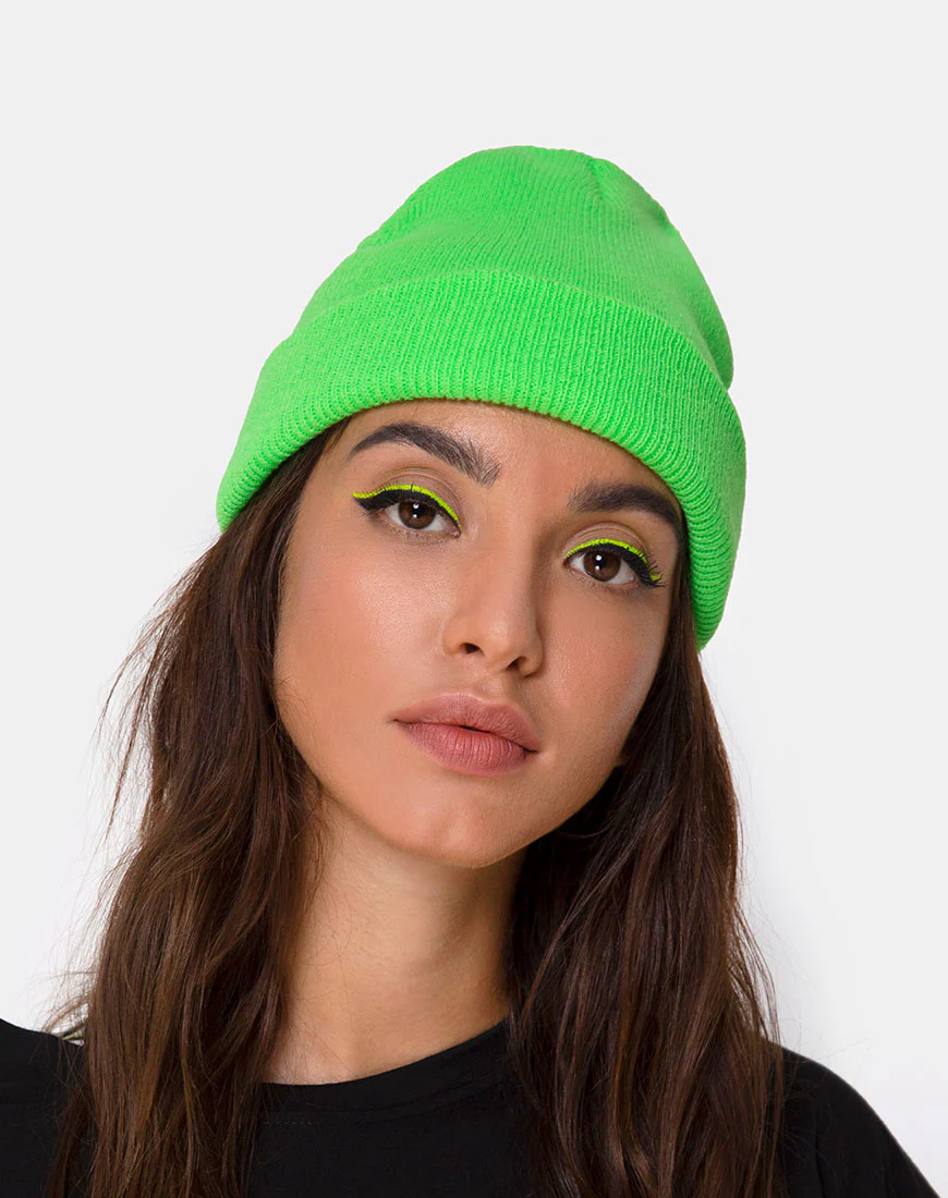 Beanie Hat in Slime Green - Image 2