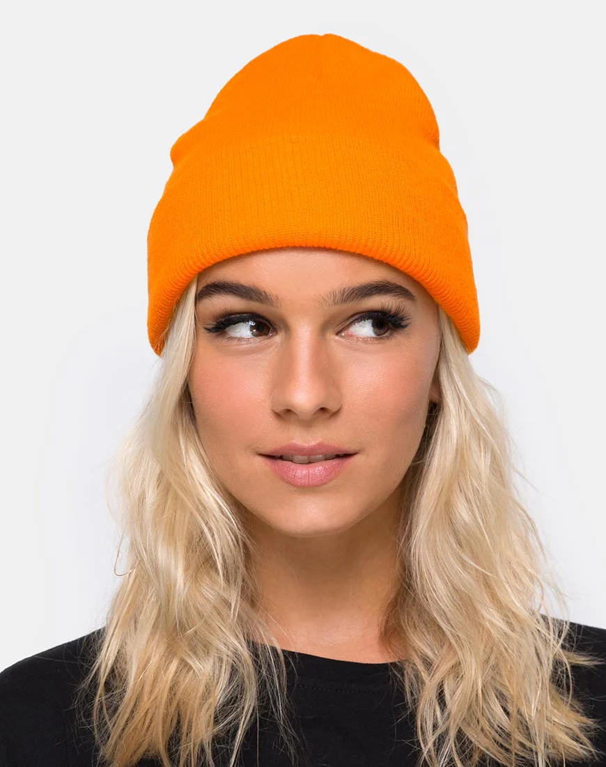 Beanie Hat in Sour Orange - Image 2