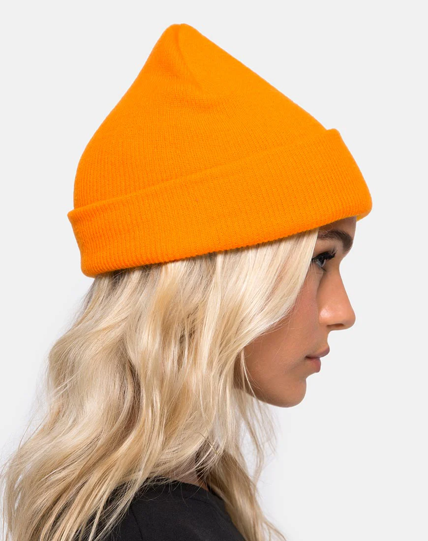 Beanie Hat in Sour Orange - Image 3