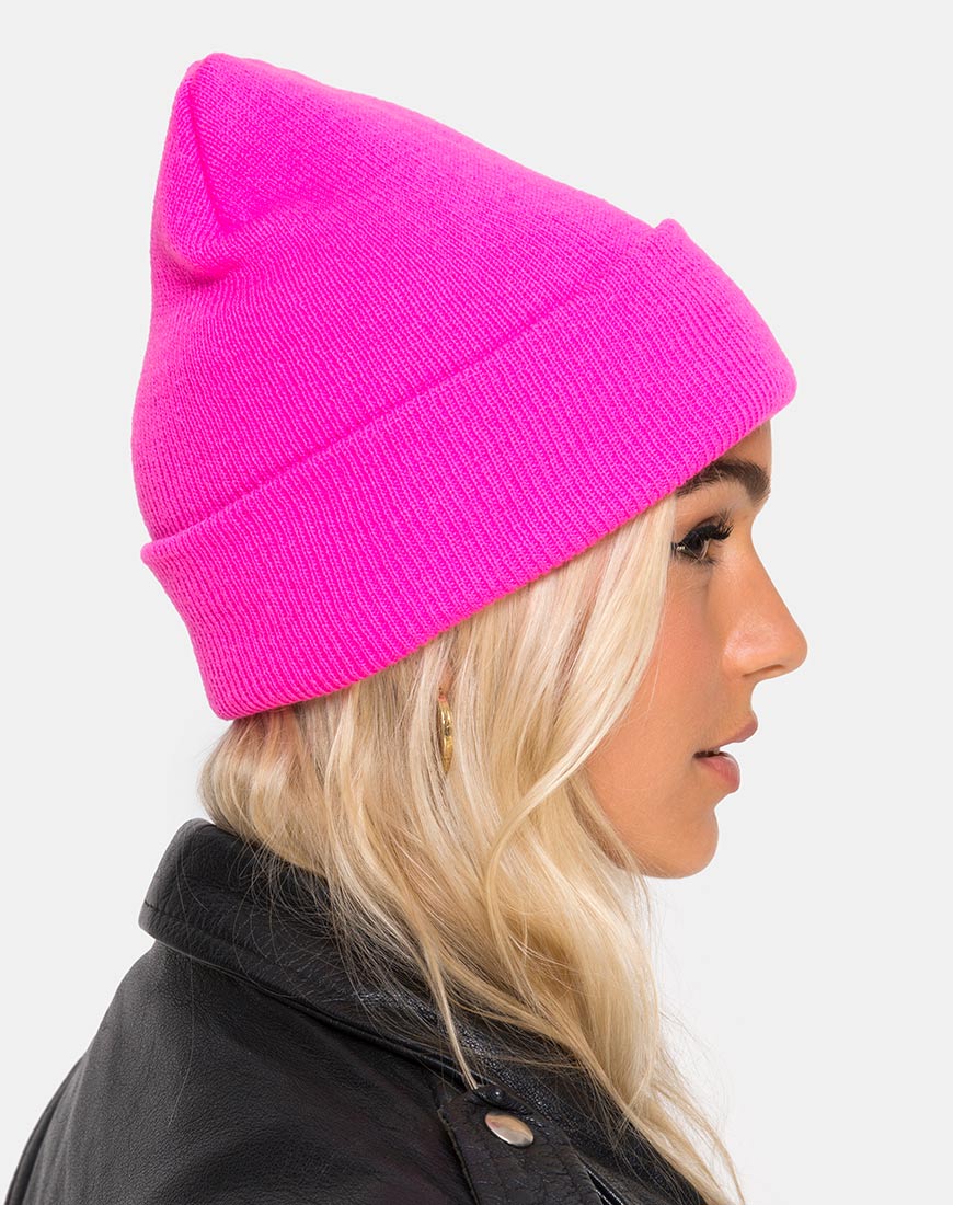 Beanie Hat in Hot Pink - Image 2