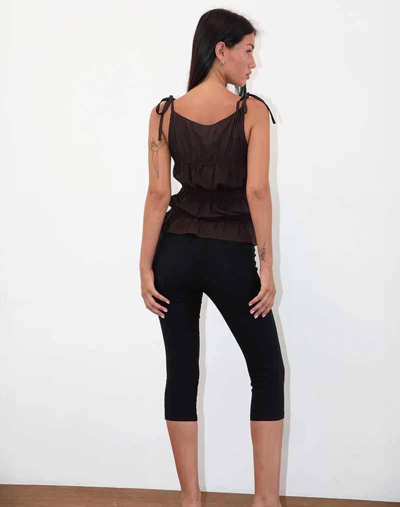 Beck Ruched Tie Strap Top in Bitter Chocolate - Image 4