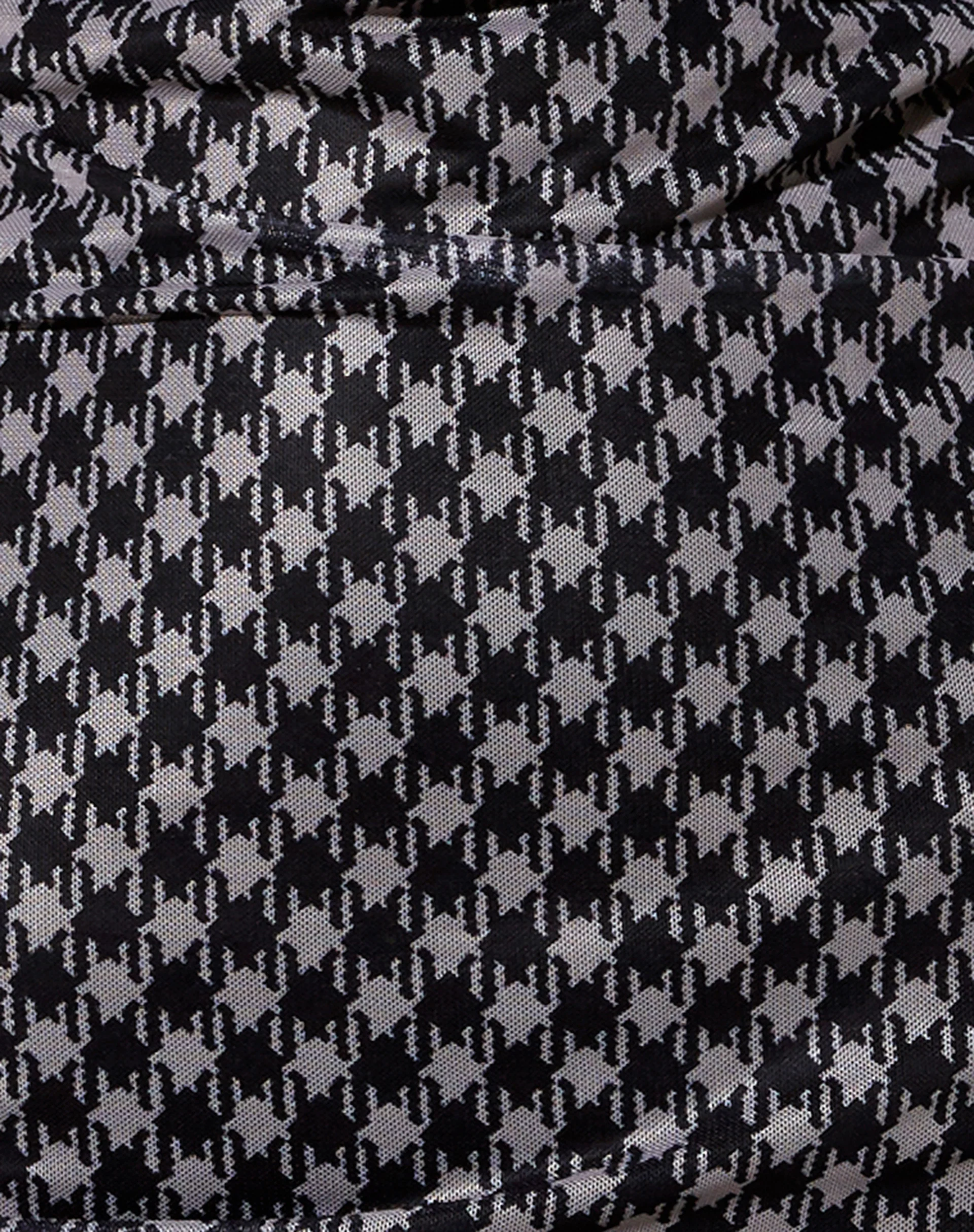 Becky Bodycon Dress in Mesh Diagonal Dogtooth Black and Tan - Image 5
