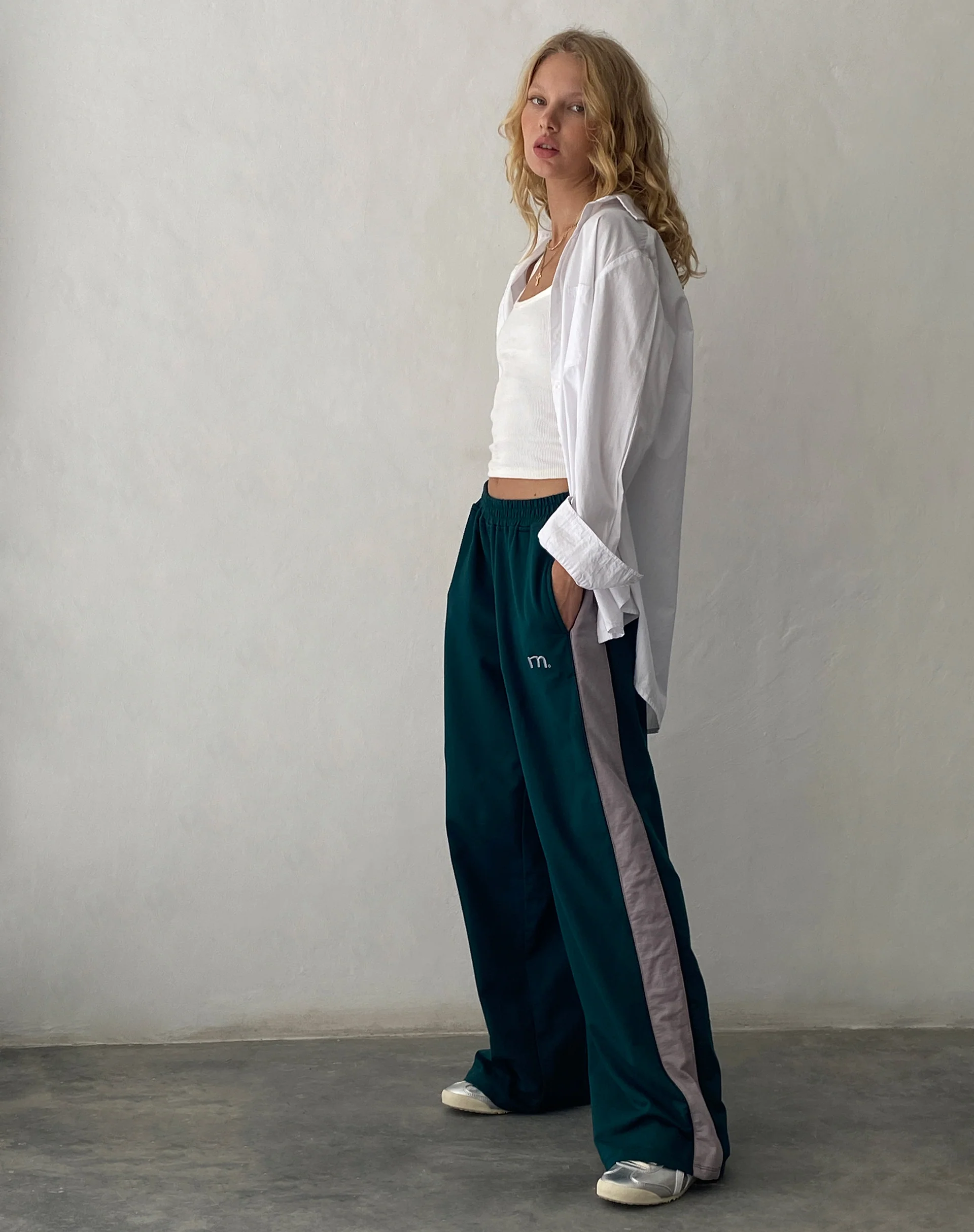 Bedion Oversized Jogger in Forest Green with M Embro - Image 2