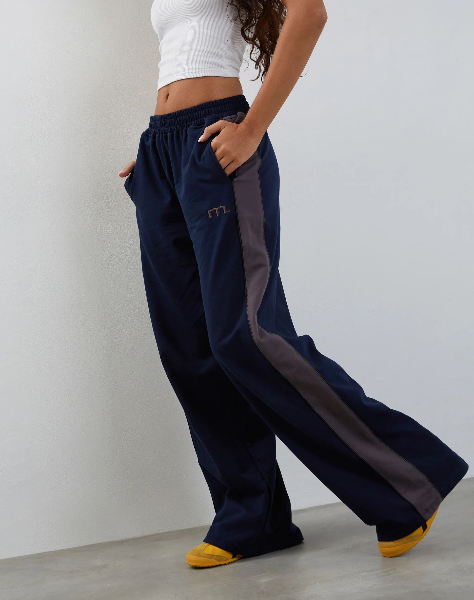 Bedion Oversized Jogger in Navy with M Embroidery - Image 2