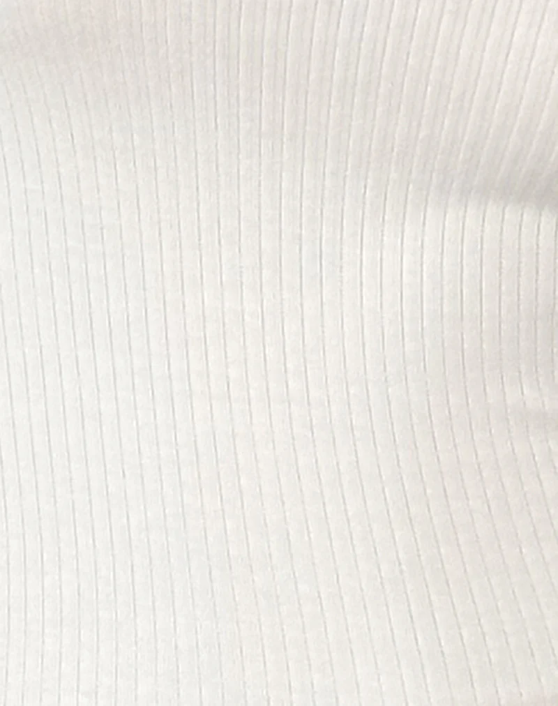 Beech Ribbed Long Sleeve Top in Off White - Image 6