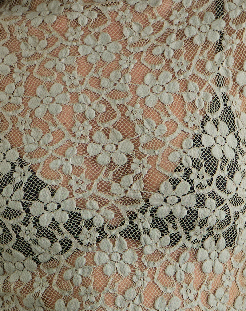 Beerus Long Sleeve Mock Neck Top in Lace Sage Green - Image 5