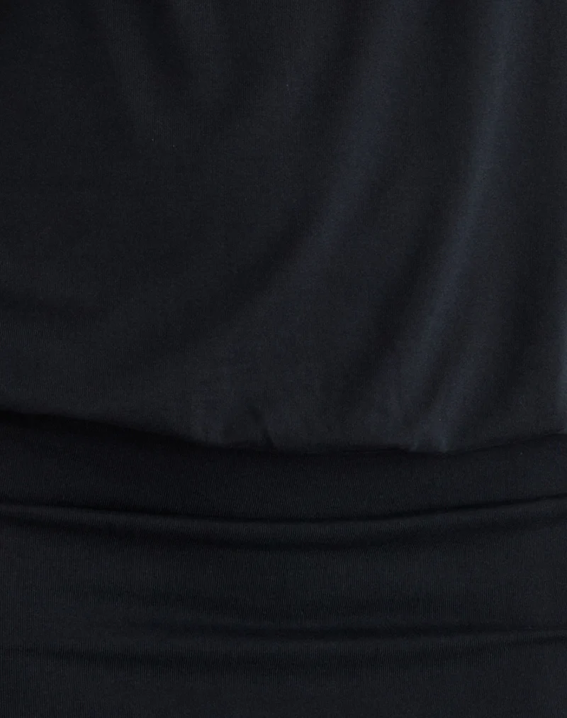 Belia Cinched Waist Mini Dress in Black - Image 6