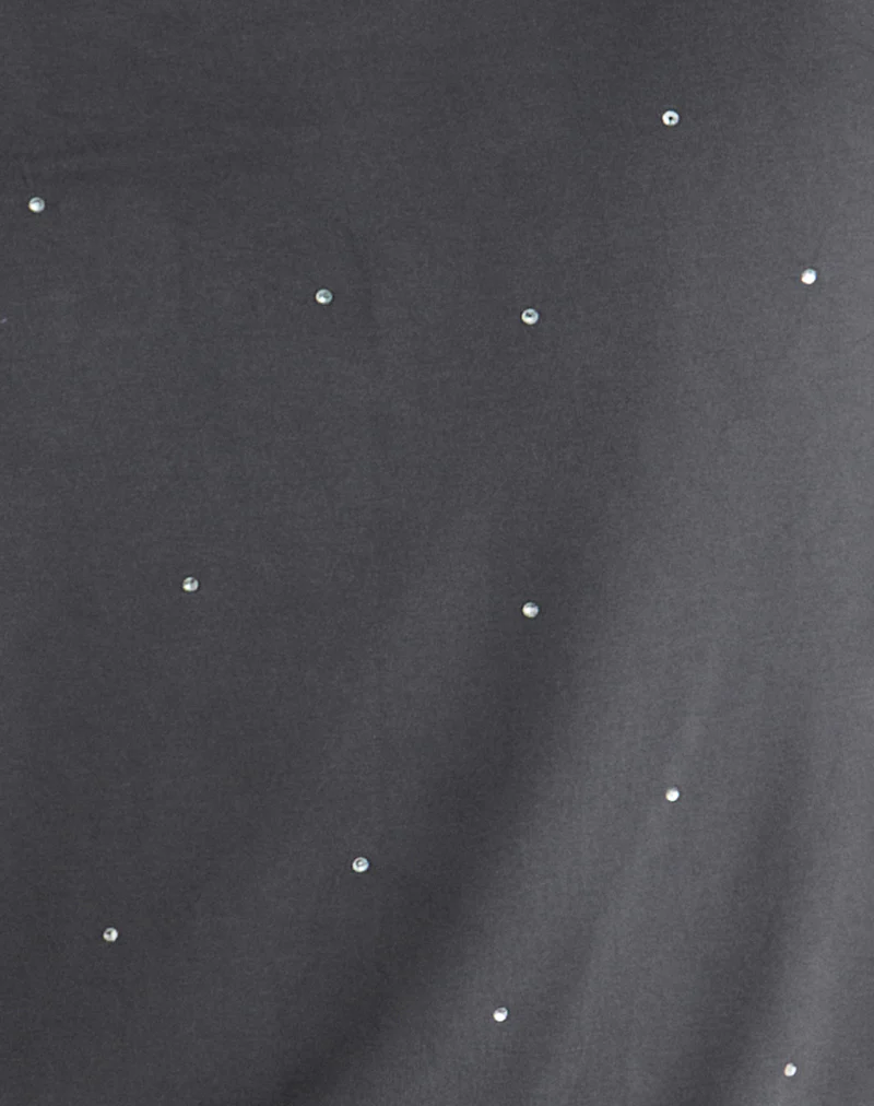 Belia Cinched Waist Mini Dress in Diamante Dark Grey - Image 6